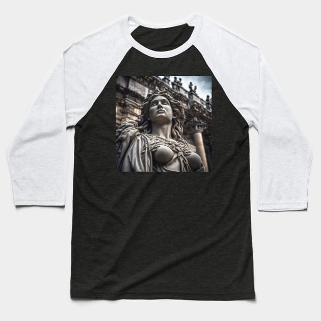 WOMEN STATUE Baseball T-Shirt by DjurisStudio